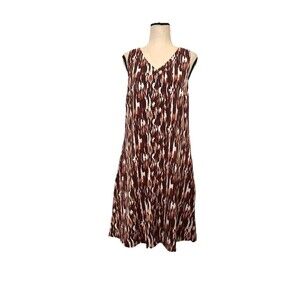 Garnet Hill Button Front Knit Tank Dress Printed Stretchy‎ Tencel Women Medium
